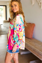 Load image into Gallery viewer, Say &quot;Hello&quot; To Spring Floral Print Ruffle Sleeve Top in Fuchsia
