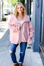 Load image into Gallery viewer, Beautiful You Cinched Waist Zip Up Fleece Jacket in Blush
