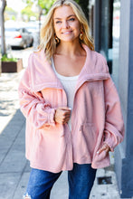 Load image into Gallery viewer, Beautiful You Cinched Waist Zip Up Fleece Jacket in Blush
