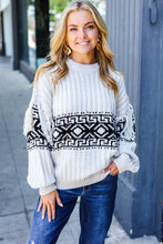 Load image into Gallery viewer, Ready For Anything Taupe &amp; Black Tassel Aztec Sweater
