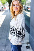 Load image into Gallery viewer, Ready For Anything Taupe &amp; Black Tassel Aztec Sweater
