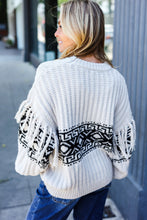 Load image into Gallery viewer, Ready For Anything Taupe &amp; Black Tassel Aztec Sweater
