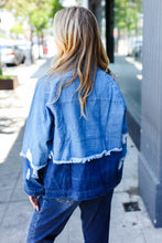 Load image into Gallery viewer, Denim Days Blue Color Block Distressed Denim Jacket
