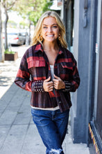 Load image into Gallery viewer, City Streets Burgundy &amp; Rust Plaid Studded Cropped Jacket
