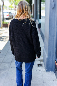 Take The Chill Away Black Button Down Boyfriend Cardigan