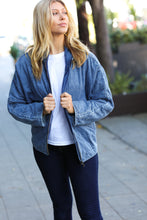 Load image into Gallery viewer, Cuddle Up At The Cabin Denim Cotton Quilted Zip Up Jacket

