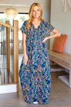 Load image into Gallery viewer, Just Feels Right Navy Blue Floral V Neck Dolman Maxi Dress
