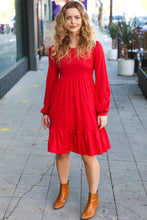 Load image into Gallery viewer, Lady In Red Hacci Fit &amp; Flare Ruffle Dress
