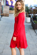 Load image into Gallery viewer, Lady In Red Hacci Fit &amp; Flare Ruffle Dress
