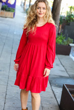 Load image into Gallery viewer, Lady In Red Hacci Fit &amp; Flare Ruffle Dress
