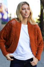 Load image into Gallery viewer, Layer Me Up Rust Cable Dolman Bolero Open Cardigan
