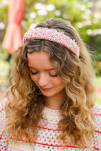 Load image into Gallery viewer, Daisy Rhinestone Headband in Pink Satin
