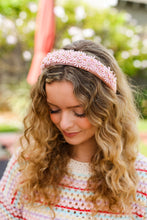 Load image into Gallery viewer, Daisy Rhinestone Headband in Pink Satin
