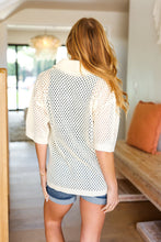 Load image into Gallery viewer, Can&#39;t Look Away Oatmeal Netted Crochet Collared Sweater Top
