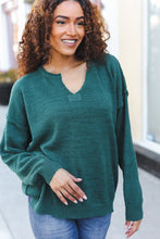 Load image into Gallery viewer, Lock Eyes Notched Neck With Patch Oversized Sweater in Hunter Green
