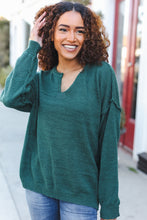 Load image into Gallery viewer, Lock Eyes Notched Neck With Patch Oversized Sweater in Hunter Green
