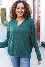 Load image into Gallery viewer, Lock Eyes Notched Neck With Patch Oversized Sweater in Hunter Green
