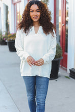 Load image into Gallery viewer, Lock Eyes Notched Neck With Patch Oversized Sweater in Ivory
