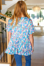 Load image into Gallery viewer, Flaunting my Frills in Flora Ruffle Hem Tiered Top in Blue Floral
