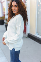 Load image into Gallery viewer, Lock Eyes Notched Neck With Patch Oversized Sweater in Ivory
