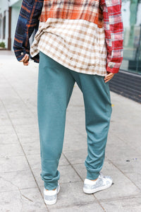 Knit Front Seam Sweatpants in Ash Jade