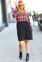 Load image into Gallery viewer, Gingerbread Hugs Holiday Plaid Twofer Babydoll Dress

