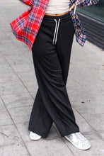 Load image into Gallery viewer, Weekend Ready Scuba Knit Drawstring Wide Leg Pants in Black
