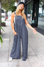 Load image into Gallery viewer, Feeling Femme&#39; Charcoal Floral Print Baggy Overall Jumpsuit
