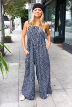 Load image into Gallery viewer, Feeling Femme&#39; Charcoal Floral Print Baggy Overall Jumpsuit
