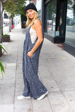 Load image into Gallery viewer, Feeling Femme&#39; Charcoal Floral Print Baggy Overall Jumpsuit
