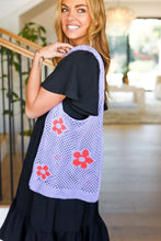 Load image into Gallery viewer, Floral Crochet Tote Bag in Lavender &amp; Orange
