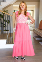 Load image into Gallery viewer, More Than Lovely Coral Floral Embroidery Dot Maxi Dress
