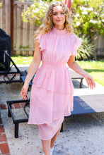 Load image into Gallery viewer, Beautiful You Blush Swiss Dot Asymmetric Tiered Smocked Lined Dress
