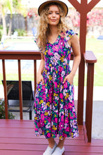 Load image into Gallery viewer, Diva Dreams Navy &amp; Lilac Floral Fit &amp; Flare Midi Dress
