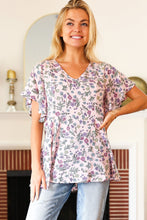 Load image into Gallery viewer, Summer Vibes Blush Floral Print V Neck Babydoll Crepe Top
