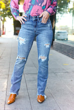 Load image into Gallery viewer, Judy Blue Medium Wash Mid Rise Distressed Straight Leg Jeans
