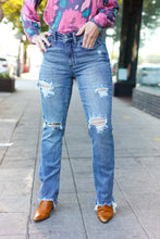 Load image into Gallery viewer, Judy Blue Medium Wash Mid Rise Distressed Straight Leg Jeans
