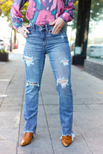 Load image into Gallery viewer, Judy Blue Medium Wash Mid Rise Distressed Straight Leg Jeans
