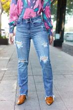 Load image into Gallery viewer, Judy Blue Medium Wash Mid Rise Distressed Straight Leg Jeans
