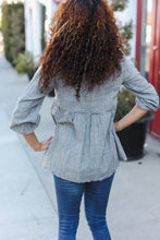 Load image into Gallery viewer, Beautiful You Dark Green Cotton Plaid Embroidered Back Button Top
