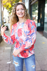 On My Heart Floral Brushed Hacci Sweater Top in Blush