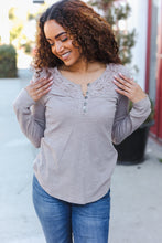 Load image into Gallery viewer, Femme Taupe Cotton Blend Rib Crochet Button Down Pullover
