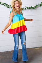 Load image into Gallery viewer, Tiered Shoulder Tie Bow Crepe Top in Multicolor
