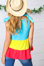 Load image into Gallery viewer, Tiered Shoulder Tie Bow Crepe Top in Multicolor
