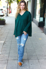 Load image into Gallery viewer, Casual Chic Oversized V Neck Rib Knit Sweater in Hunter Green
