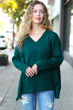 Load image into Gallery viewer, Casual Chic Oversized V Neck Rib Knit Sweater in Hunter Green
