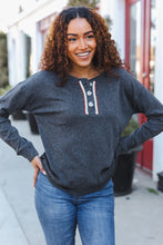 Load image into Gallery viewer, Casual Days Grey Ribbed Knit Button Down Henley Pullover
