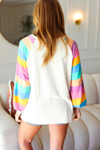 Rainbow Love Bubble Sleeve Terry Raglan Top