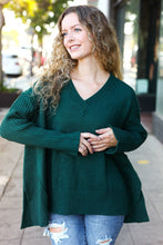 Load image into Gallery viewer, Casual Chic Oversized V Neck Rib Knit Sweater in Hunter Green
