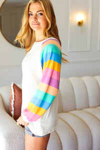 Rainbow Love Bubble Sleeve Terry Raglan Top